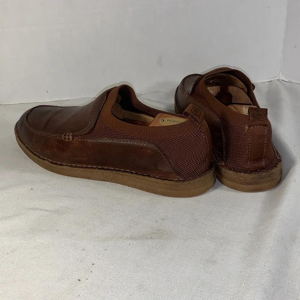 Born Men's Chestnut Brown Leather and Mesh Slip-On Loafers